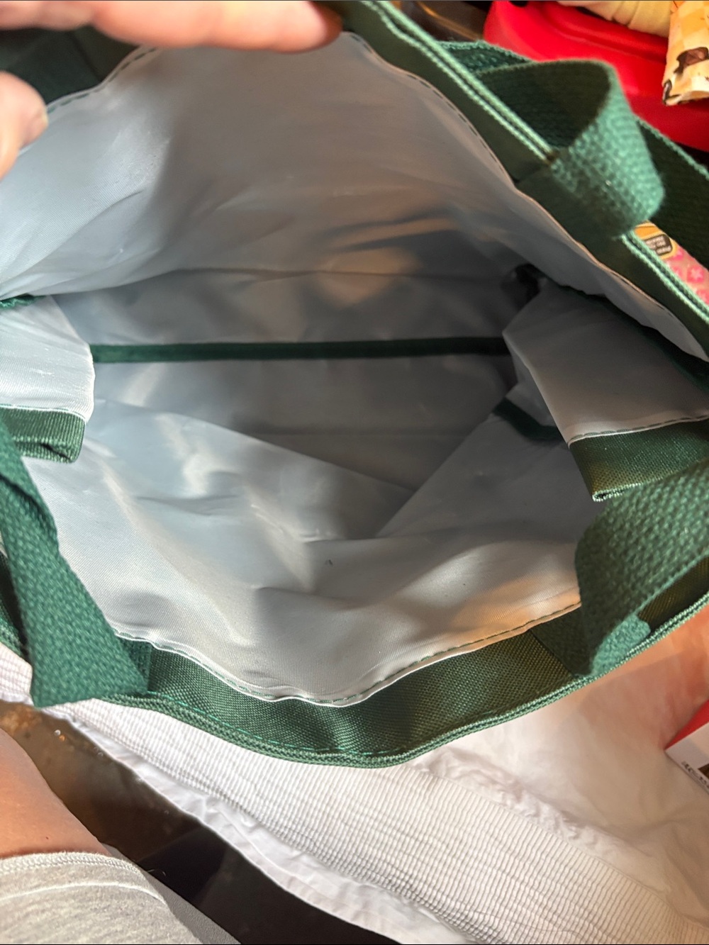 Starbucks Green Snoopy Canvas Tote Bag with Patch - Picture 5 of 6